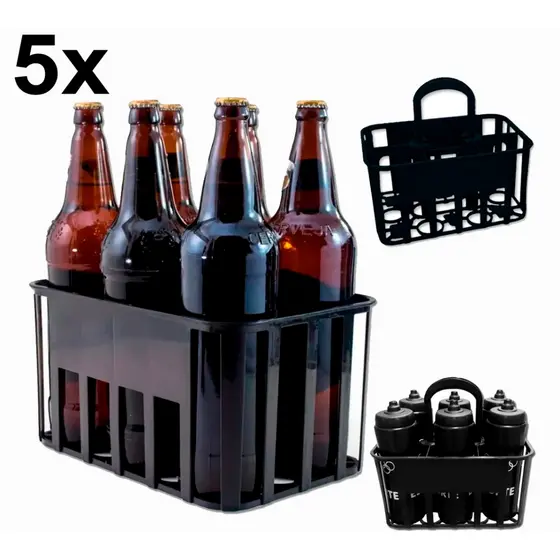 Kit 05 Unidades Porta Cerveja Litrão Squeeze 1000ml 1l Cesta Para 6 garrafas