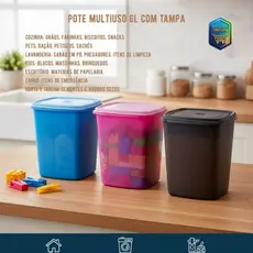 Pote Multiuso 6L com Tampa – Organização para Casa, Cozinha, Pets e Muito Mais | Proteção Contra Umidade | Grãos, Ração