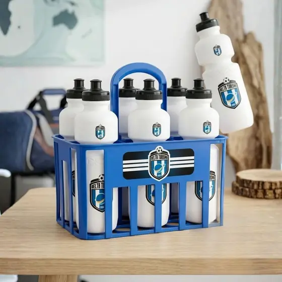 Kit Personalizado Cesta Porta Squeeze + 6 Garrafas 750ml | Treinos Jogos Campeonatos Esportes