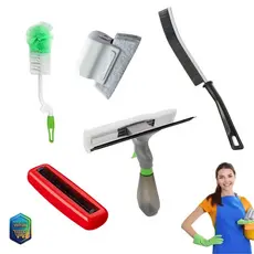 Kit Limpeza Completa 5 em 1 | Rodo Spray + Escovas Multiuso + Papa Migalha |Limpeza Fácil|Casa Limpa