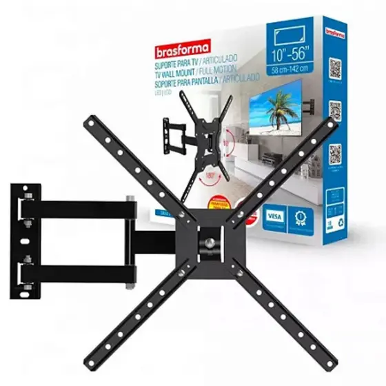 Suporte Articulado Brasforma Bra 4.0 Para Tv | 10' A 55' | Até 30 Kg | Preto