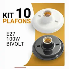 Kit Luminária Plafon Plafonier Redondo para Lâmpada Bocal E27 110/220V Teto Parede