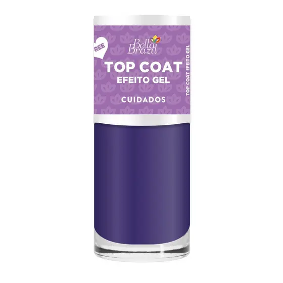 Top Coat Efeito Gel Com mais Brilho Finalizador Bella Brazil com Secagem Rápida