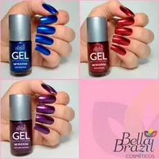 Esmalte Metalizados Efeito Gel Bella Brazil Seca Sem Cabine 214 215 216 Mais Queridos