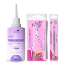 Kit Amolecedor de Cuticulas + Espatula Ponta Dupla e Alicate