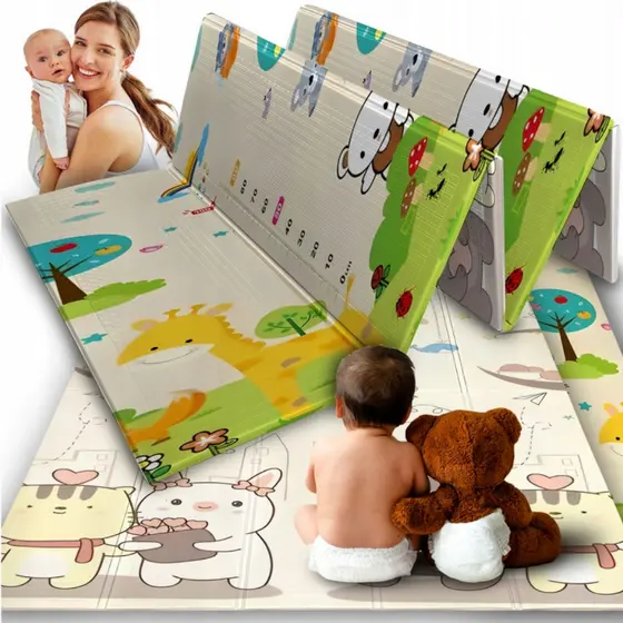 Tapete Infantil Dupla Face Dobrável Atividade Bebê Emborrachado 200cmx180cm x8mm À Prova D'água