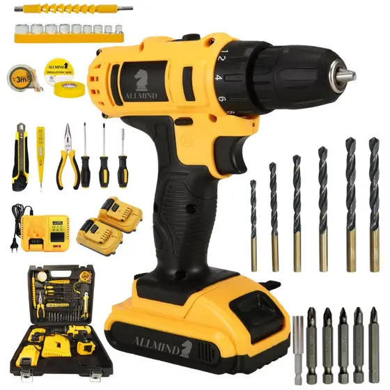 Parafusadeira 450W 25V 2 Baterias Kit De Ferramentas E Maleta Kit Parafusadeira Profissional