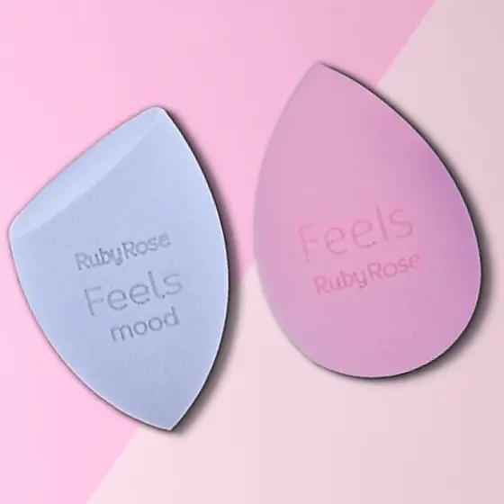 Kit 02 Unidades Esponja De Maquiagem Feels Mood + Soft Blender Ruby Rose