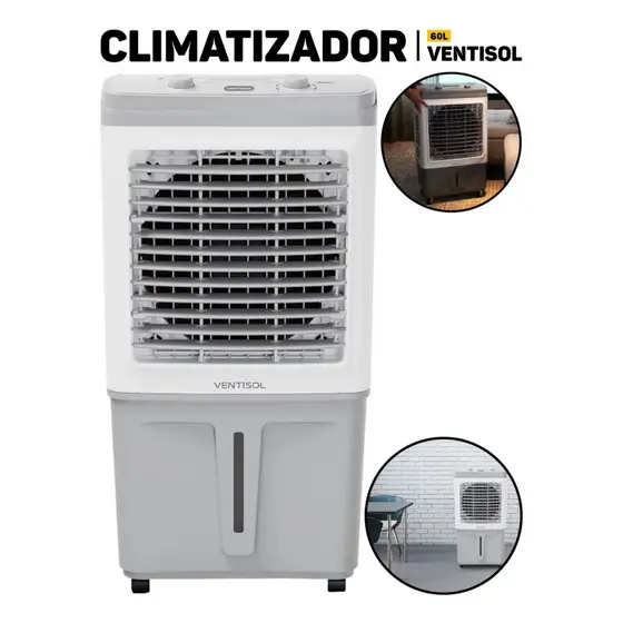 Climatizador de Ar Ventisol Portátil Potente Clin 60 Pro CLIN60PRO-02, 60 Litros, 150W, Branco/Cinza