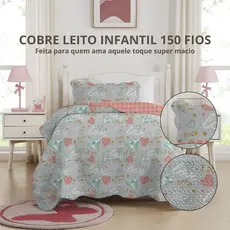 Colcha Cobre Leito Infantil Menina Menino Solteiro 2 Peças Estampas Exclusivas Matelassê Bouthis
