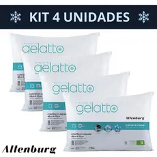 Kit 4 Travesseiros Gelatto Altenburg Antialérgico Suporte Firme Refrescante Toque Gelado Lavável