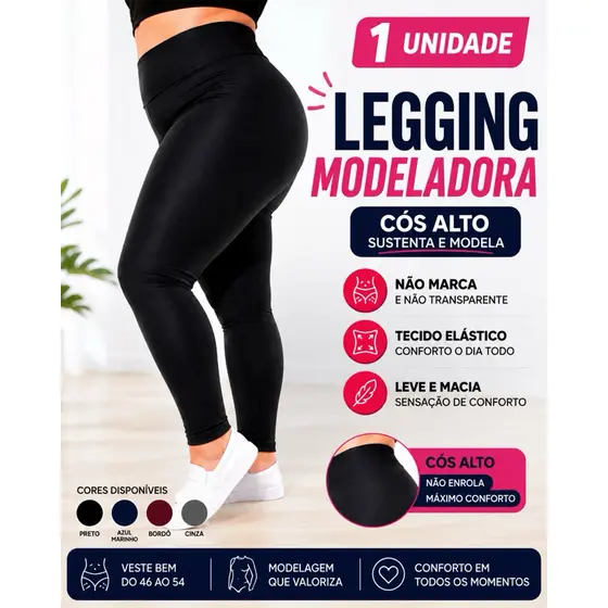 Calça Legging Plus Size Suplex Cintura Alta G1 G2 G3