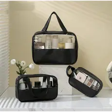 KIT 3 bolsa de higiene portátil transparente para cosméticos de viagem e produtos de higiene pessoal