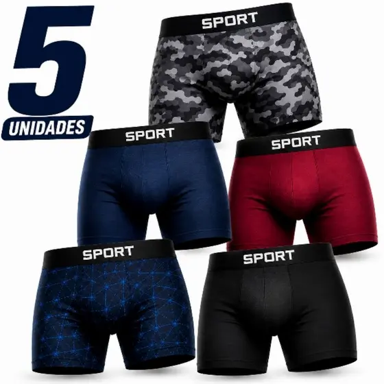 Kit 5 Cuecas Boxer box masculina microfibra