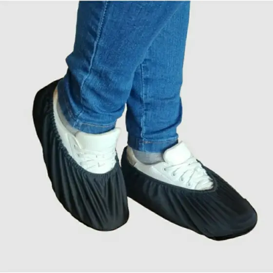 Propé reutilizável de tecido, sapatilha de tecido, kit com 3 pares , Preto, Azul ou preto com solado jeans.