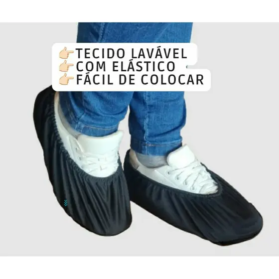 Pro pé de tecido com solado em jeans ,reutilizável ,protetor de sapato, kit 3 pares