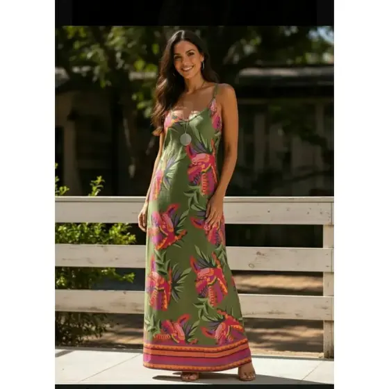 Vestido estampado ,longo e elegante,ótimo caimento, diferentes estampas.
