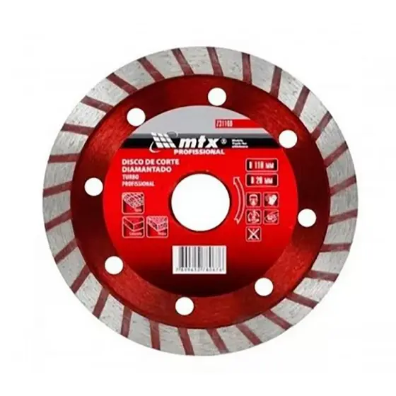 Disco de Corte Diamantado Turbo 110 X 20 MM Corte à Seco MTX