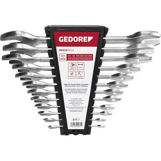 Jogo Kit Chave Fixa 6 À 32 Mm 12 Peças R05125012 Gedore Red