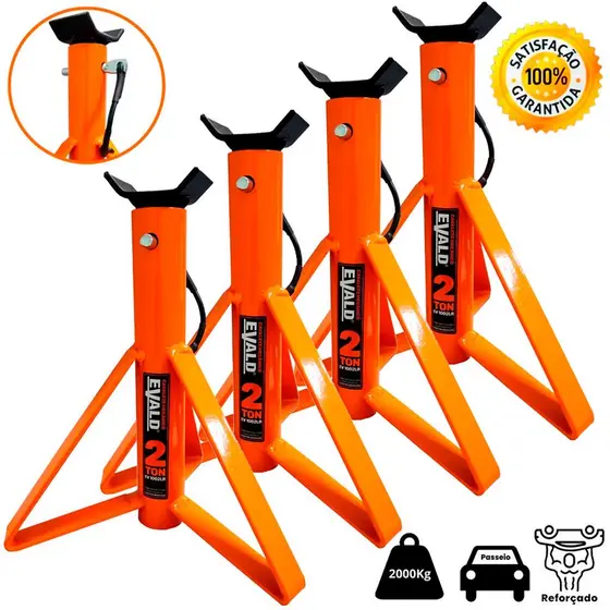 Cavalete Mecânico Automotivo 2 TON Kit 4 Peças EV1002AZ | EV1002LR EVALD