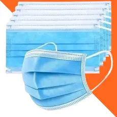 KIT 50 Máscara Descartável De Proteção Facial Tripla Camada Meltblown Com Caixa AZUL