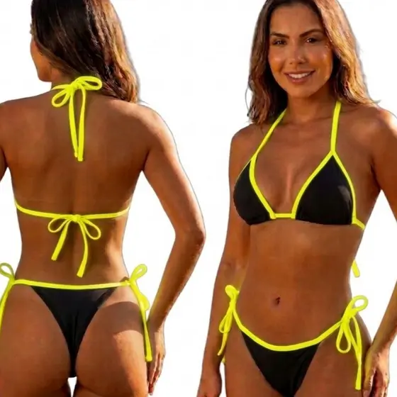Biquíni Feminino Bicolor de Fita Marquinha para Bronze Artificial Modinha
