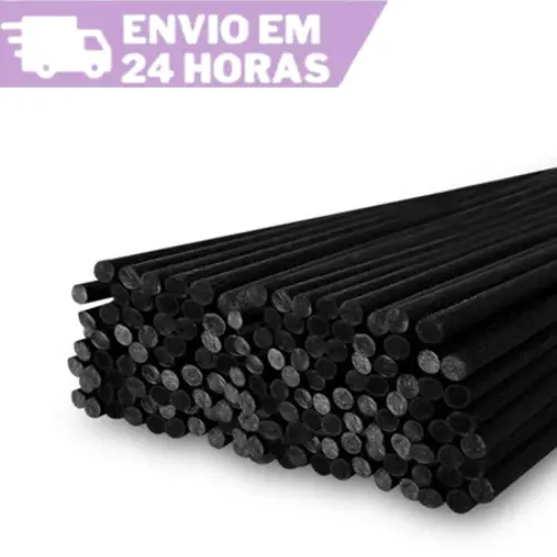 50 Varetas de Fibra Pretas para Difusor de Aroma 20cm x 3mm | Alta Absorção