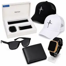 Kit Presente Masculino Boné grife + Carteira de Couro+ Óculos + Relógio Premium Prova Dagua