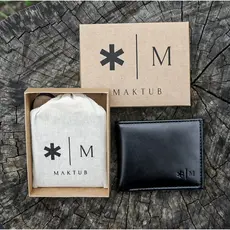 Carteira Maktub Cuba Preta 10,5 x 8,5 cm em Couro para Cartões e CNH