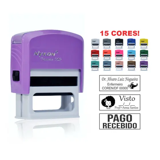 Carimbo Automático Personalizado - Modelo Nykon 302 - 14x38mm