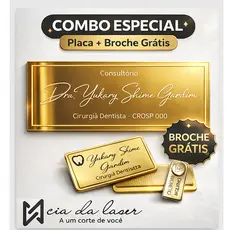 Placa Identificação Sinalização De Porta Em Acrílico Espelhado + Broche de Brinde  - Consultório, Studio, Departamentos