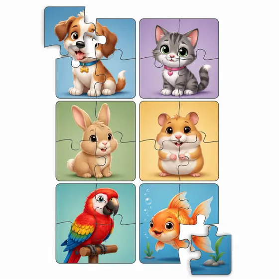 Kit 6 Quebra Cabeça Infantil Madeira Com 4 Peças