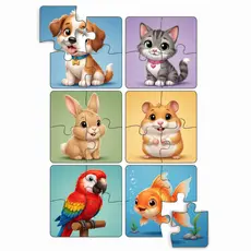 Kit 6 Quebra Cabeça Infantil Madeira Com 4 Peças