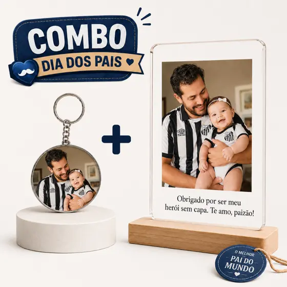 Placa Dia Dos Pais e Chaveiro Personalizados Com Foto e Frase  | Presente e Lembrancinha