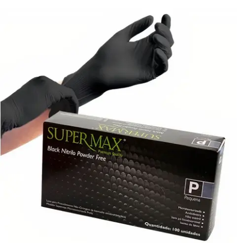 Luva Preta Procedimento Nitrilica Black Supermax C/100 P/M/G/GG TALGE, MEDIX, INOVEN, DESCARPACK ou Unigloves!