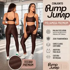 Conjunto Fitness Feminino Top Fita Costas Abertas + Legging Cintura Alta Micro Canelada Poliamida Premium