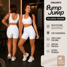 Conjunto Fitness Feminino Top Regata + Bermuda Meia Coxa Poliamida Premium Academia