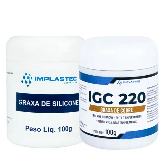 Kit Graxa Silicone 100g Para Pino Da Pinça Freio E Graxa De Cobre 100g - Implastec