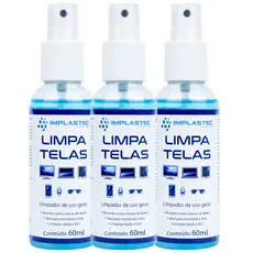 Kit 3 Limpa Telas 60ml Led Plasma Lcd iPod iPad Tvs Monitores Celulares Implastec
