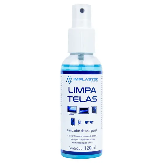 Limpa Telas Led Plasma Lcd iPod iPad Tvs Monitores Celulares 120ml - Implastec