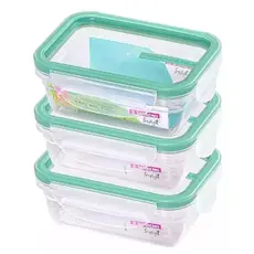 Kit 3/6 Potes Herméticos 330ml Plástico Com Trava Verde Sanremo
