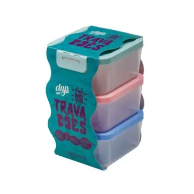 Kit 3 Potes Herméticos 375ml C/Trava Micro Ondas Freezer Dup
