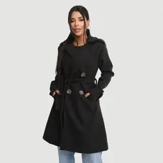 Sobretudo Feminino Longo Com Cinto Casaco De Frio Grosso Lã Batida Inverno Elegante Com Bolsos