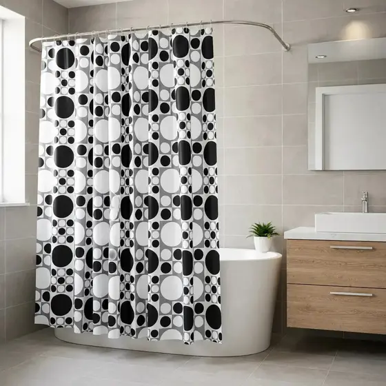 Cortina Para Box Banheiro Plástica Estampada Com Ganchos Impermeável Banho Decorativa
