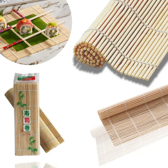 Sushi Mat Esteira Enrolar Sushi 24cm Quadrado Bambu Sudare comida Japonesa