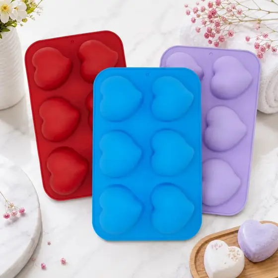 Molde Silicone Coração 6 Cavidades Artesanal artesanato sabonete artesanato saboaria sabão
