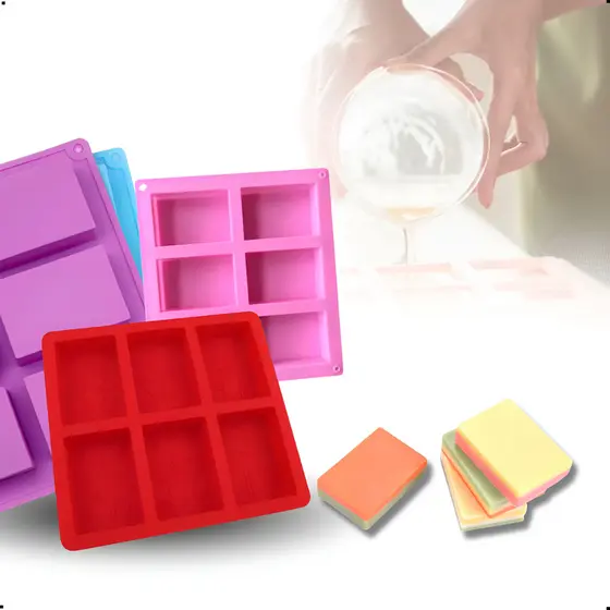 Molde Silicone Sabonete Retangular 6 Cavidade Saboaria Sabão artesanal artesanato