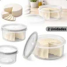 KIT 2 PORTA QUEIJO MINAS HERMÉTICO QUEIJEIRA REDONDO FRESCAL