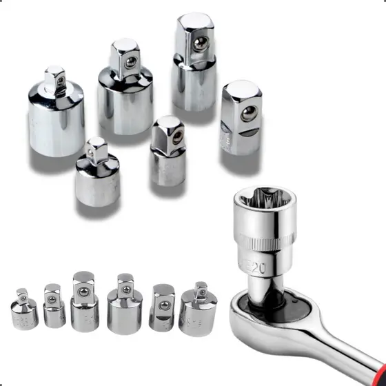 Adaptador Catraca Soquete 1/4 3/8 1/2 Kit 6 Peças Cr-v
