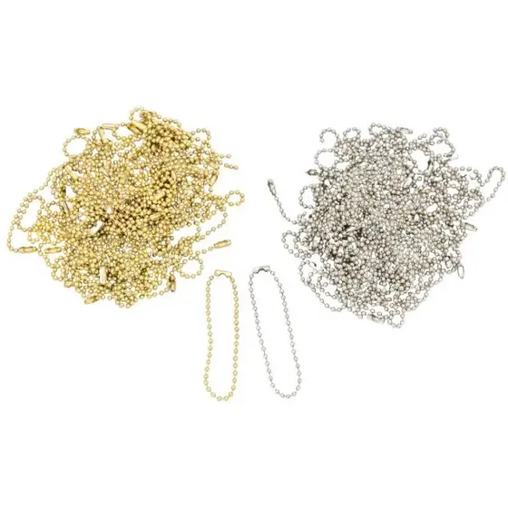 Corrente Bolinha 8cm com Fecho Canoa Chaveiro Prata/Dourada